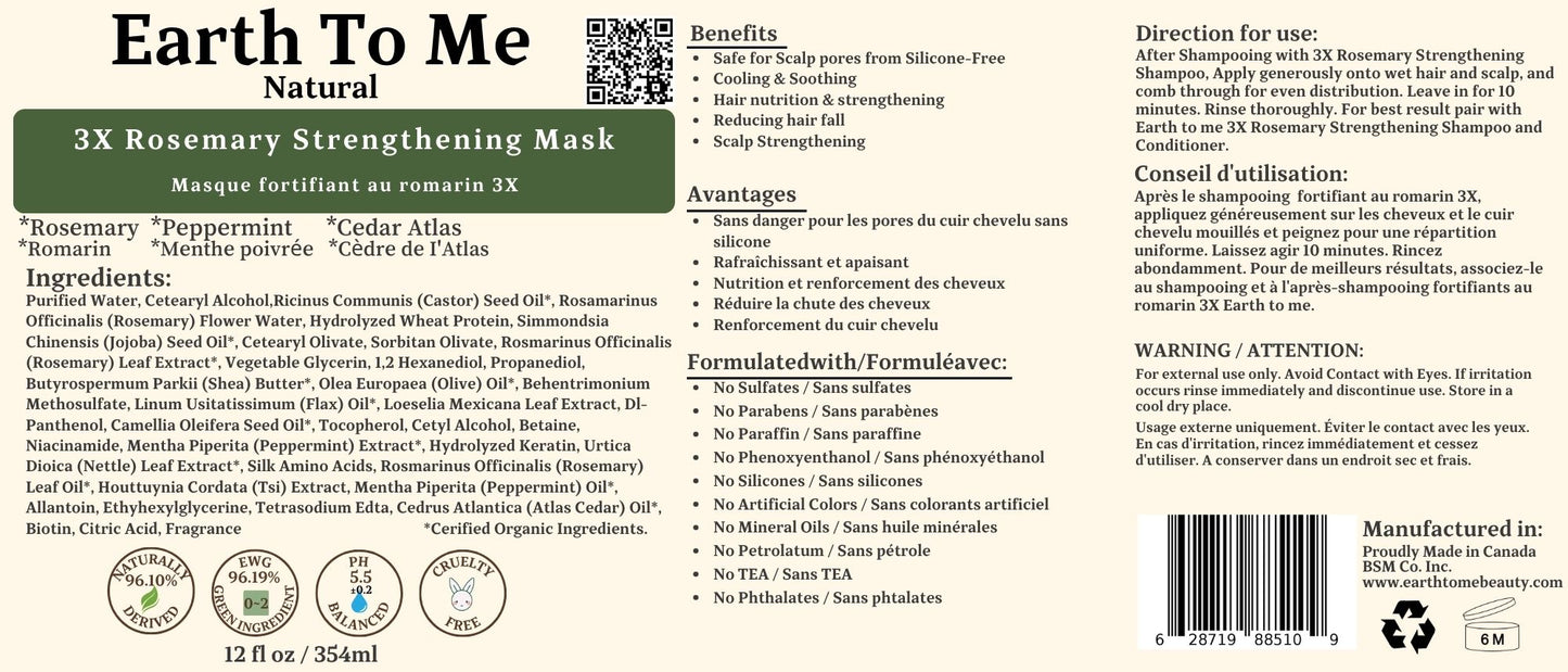 3X Rosemary Hair Strengthening Mask 12oz