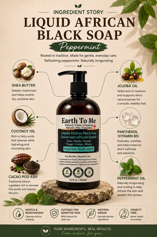 Liquid African Black Soap Peppermint 12oz