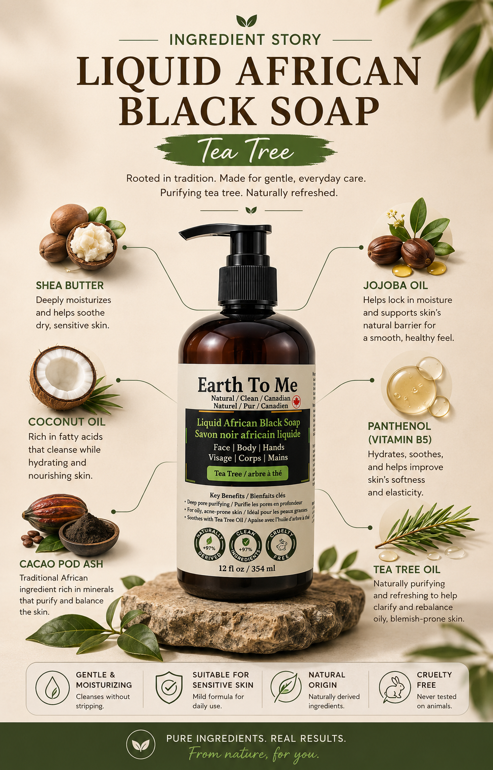 Liquid African Black Soap Tea Tree 12oz