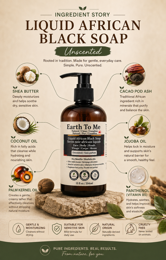 Liquid African Black Soap Unscented 12oz